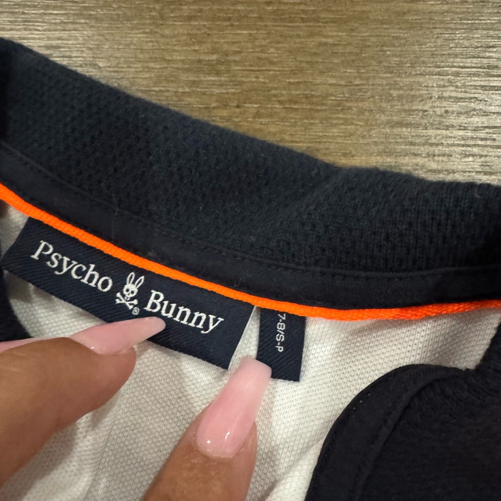 Psycho Bunny boys White and Orange Polo Shirt 7/8 - Picture 2 of 2